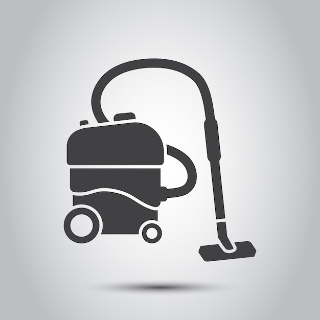Icono de aspiradora en estilo plano Equipo para la limpieza de la casa ilustración vectorial sobre fondo aislado Concepto de negocio de signo de máquina limpia