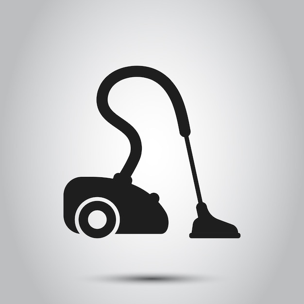 Icono de aspiradora en estilo plano Equipo para la limpieza de la casa ilustración vectorial sobre fondo aislado Concepto de negocio de signo de máquina limpia