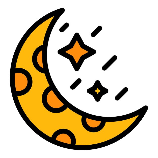 Icono de asteroide lunar Contorno icono de vector de asteroide lunar color plano aislado