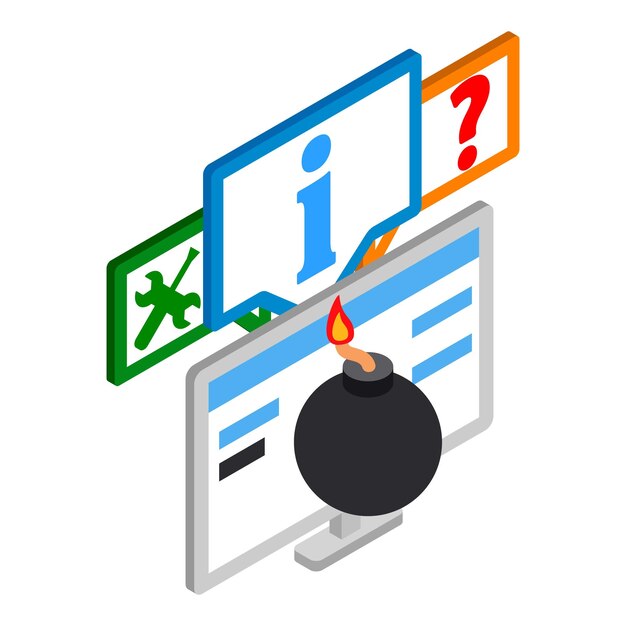 Icono de ataque cibernético Ilustración isométrica del icono de vector de ataque cibernético para web