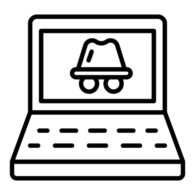 Icono de ataque de hacker portátil Contorno de icono de vector de ataque de hacker portátil para diseño web aislado sobre fondo blanco