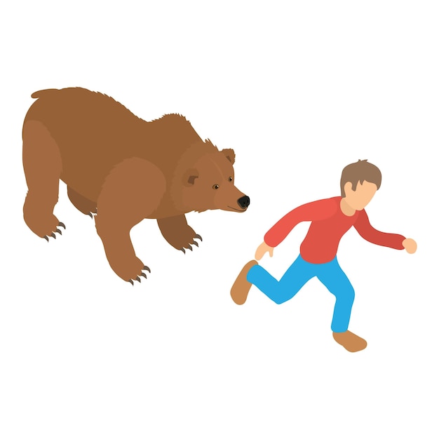 Icono de ataque de oso ilustración isométrica del icono de vector de ataque de oso para web