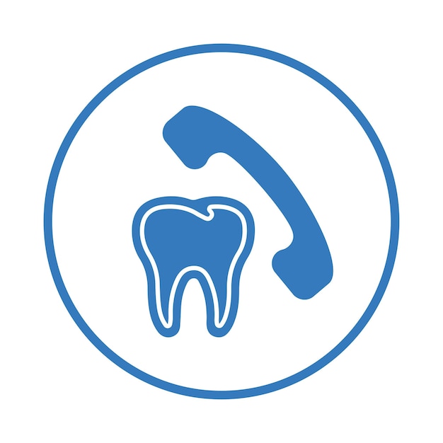 Vector el icono de atención dental de llamadas diseño de color azul