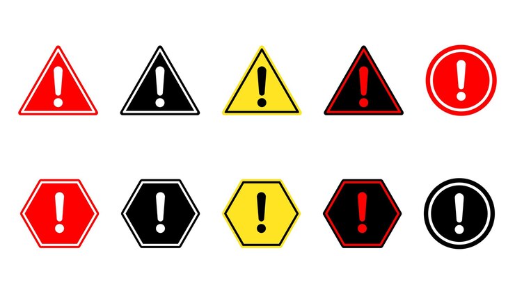 El icono de atención establece el peligro, la precaución o la alerta, el símbolo del vector de advertencia de riesgo.