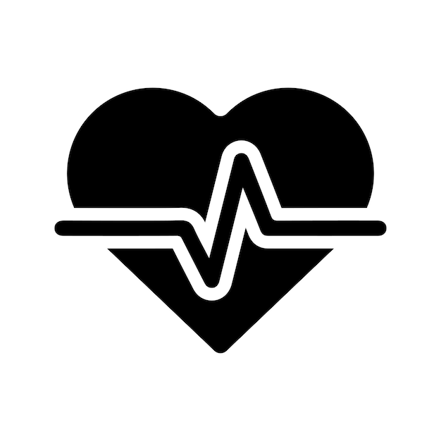 Icono de atención médica cardíaca de cardiología Gráficos vectoriales en negro