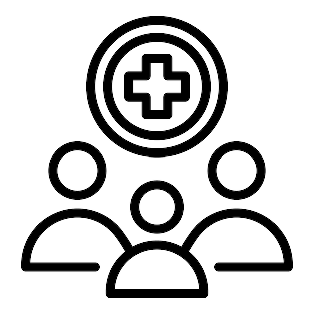 Icono de atención médica familiar Esquema de icono de vector de atención médica familiar para diseño web aislado sobre fondo blanco