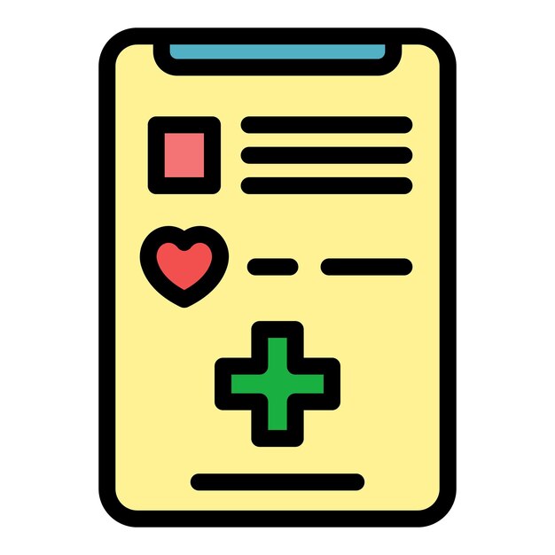 El icono de atención médica del teléfono inteligente El contorno del icono vectorial de la atención médica del smartphone El color es plano y aislado