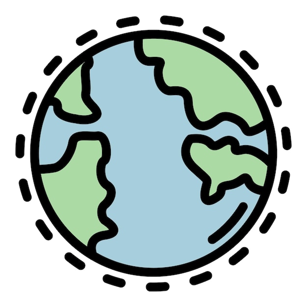 Icono de atmósfera terrestre Contorno atmósfera terrestre vector icono color plano aislado