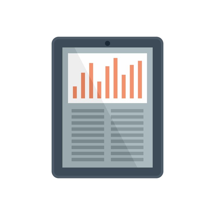 Vector icono de auditoría de tableta ilustración plana del icono de vector de auditoría de tableta aislado sobre fondo blanco
