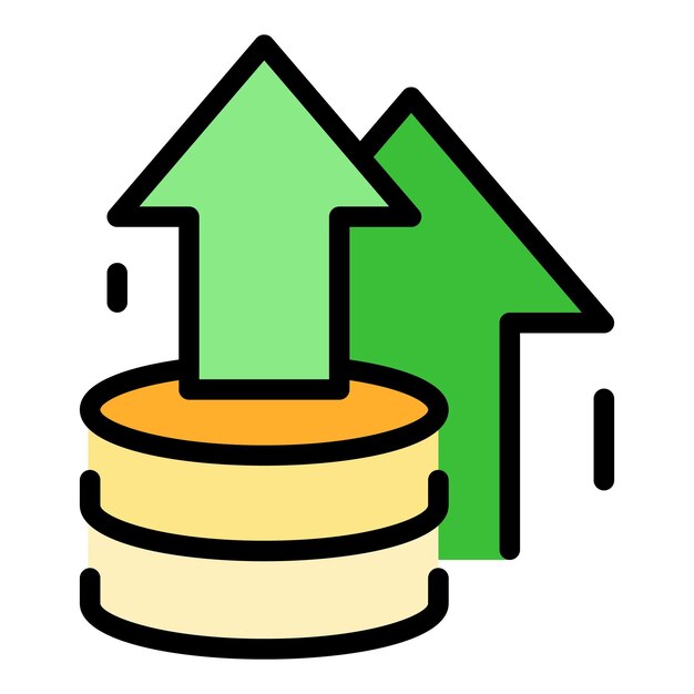 Icono de aumento de dinero del inversionista Contorno del icono de vector de aumento de dinero del inversionista color plano aislado