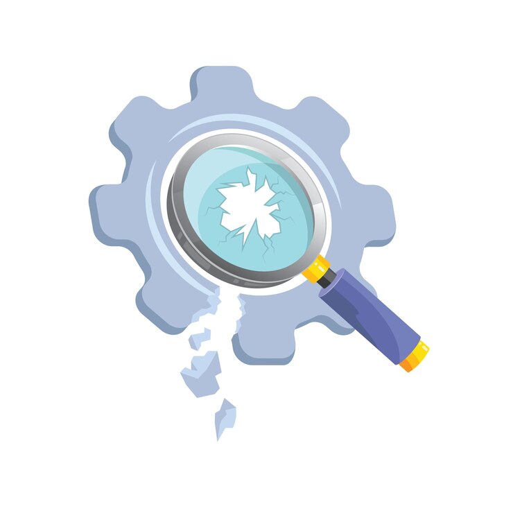 Vector icono de aumento y engranaje roto del error del motor de búsqueda y página no encontrada plantilla de diseño de concepto vectorial web
