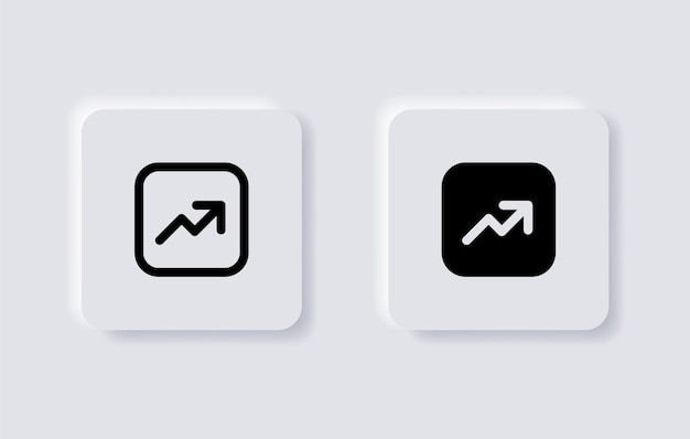 Icono de aumento de flecha símbolo de gráfico creciente en los botones de neumorfismo iconos de la interfaz de usuario de la interfaz de usuario