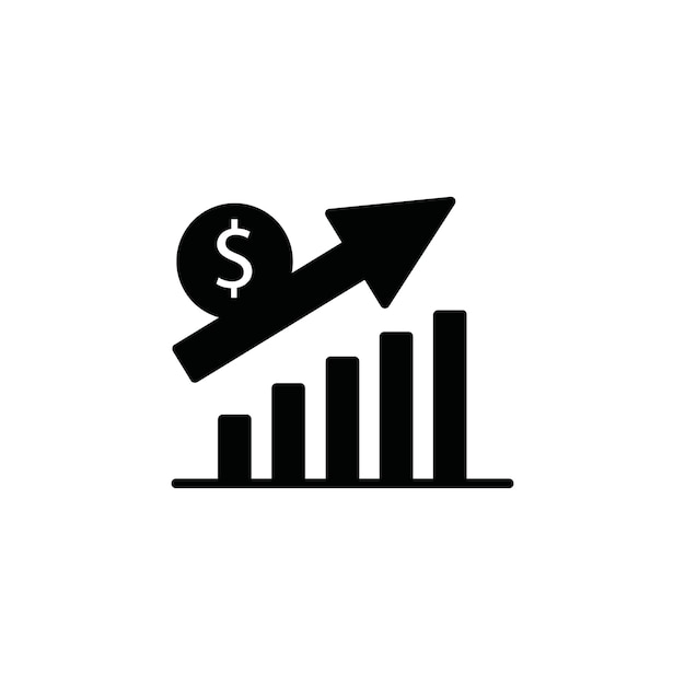 Ícono de aumento de la tasa del dólar Ilustración de línea delgada plana vectorial