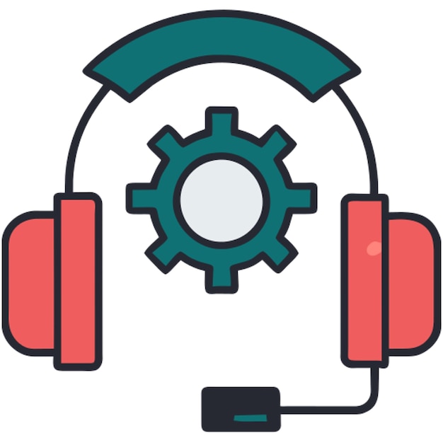 un icono de auricular de juego con contorno de colores