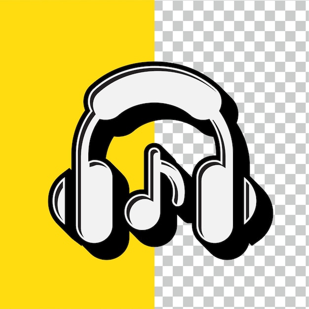 Icono de auriculares blanco de estilo retro con fondo amarillo editable
