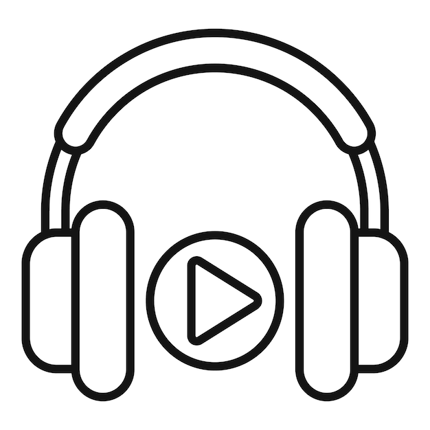 Icono de auriculares con botón de reproducción