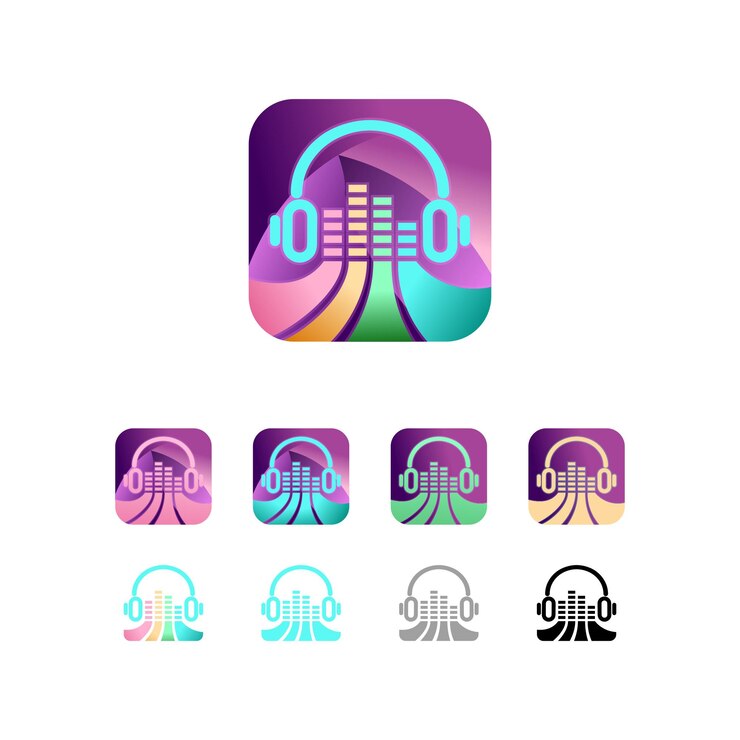 Icono Auriculares Música Colorfull Vector