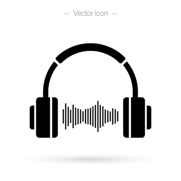 Icono de auriculares con pulso de onda sonora Diseño minimalista