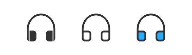 Vector icono de auriculares sobre fondo claro símbolo de música auricular gadget archivo de audio canción hobby esquema