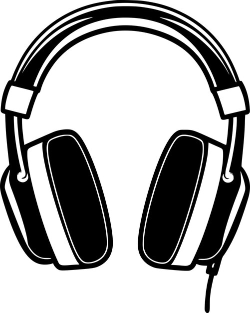 El icono de los auriculares vectoriales La silueta del símbolo negro está aislada