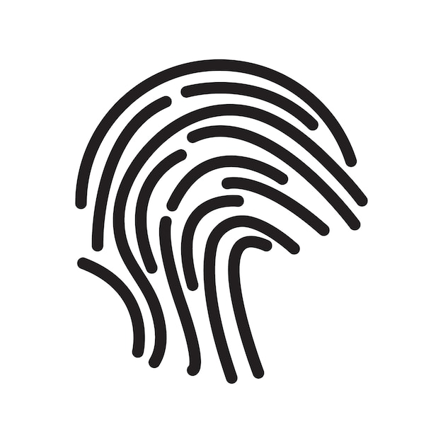Icono de autenticación de dedo Vector de arte de línea negra