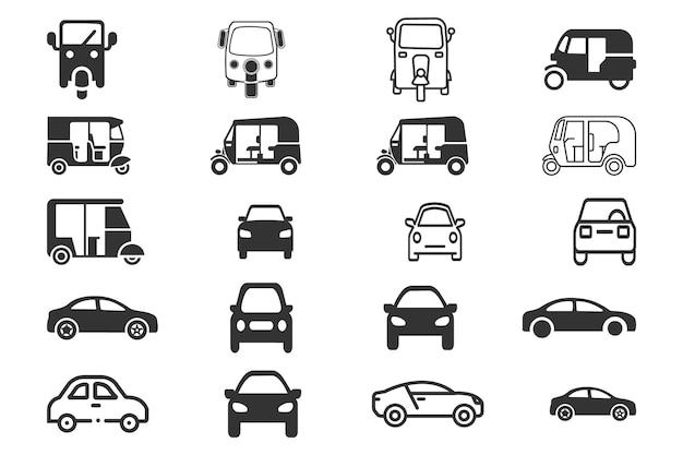 El icono del auto rickshaw y la motocicleta