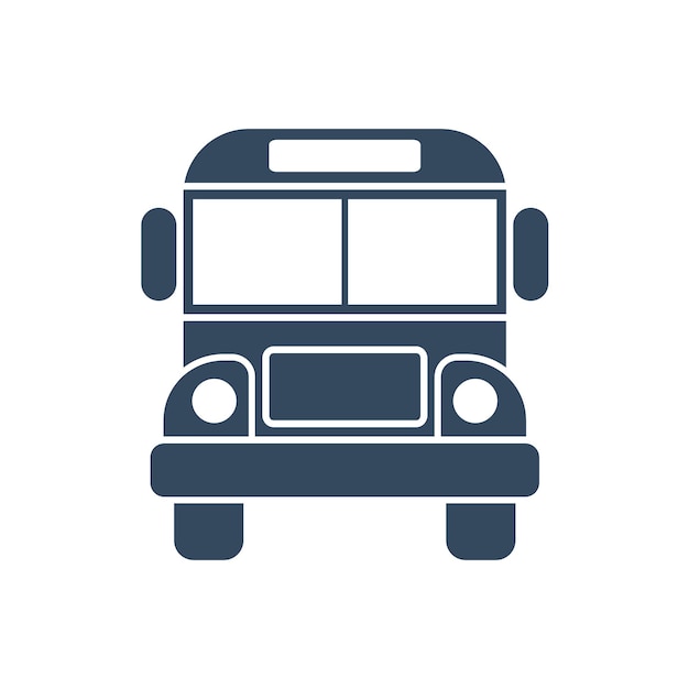 Icono de autobús aislado Ilustración vectorial Estilo de diseño plano Silueta negra de autobús escolar sobre un fondo blanco Se puede utilizar como señal de tráfico para impresión de diseño web