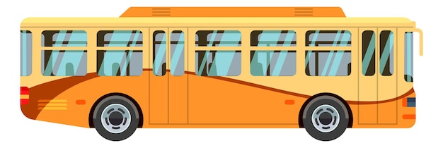 Vector icono de autobús amarillo. ciudad pública o transporte escolar aislado sobre fondo blanco.