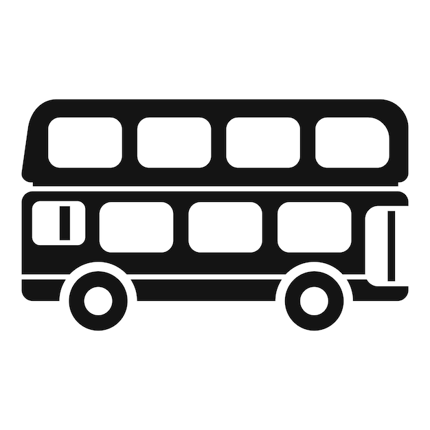 Icono de autobús de dos pisos blanco y negro que muestra el transporte público