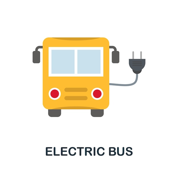 Icono de autobús eléctrico elemento simple de la colección de vehículos eléctricos icono de autobús eléctrico creativo para plantillas de diseño web, infografías y más