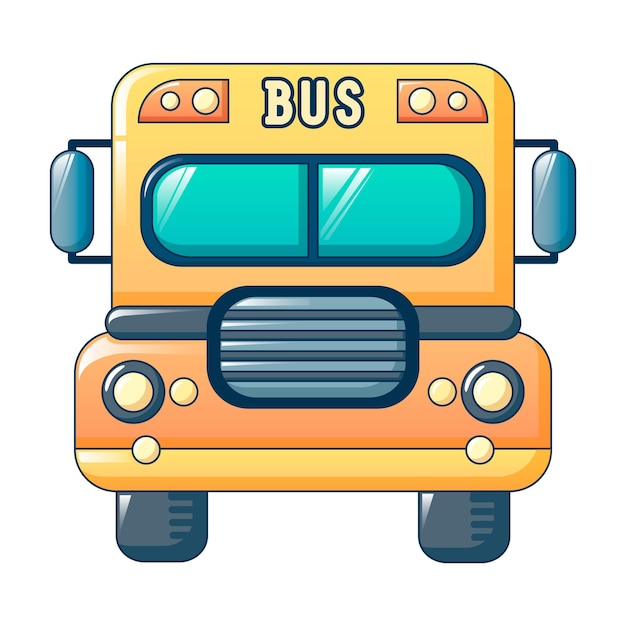 Icono de autobús escolar para niños americanos Caricatura de icono de vector de autobús escolar para niños americanos para diseño web aislado sobre fondo blanco