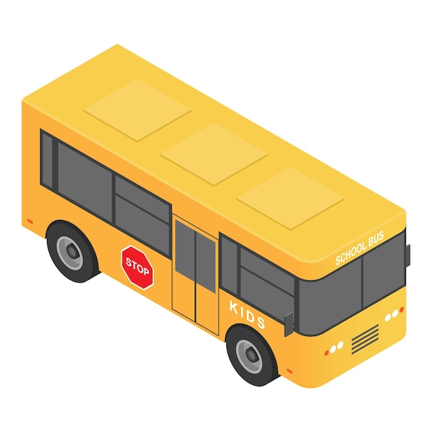 Icono de autobús escolar para niños Isométrico del icono de vector de autobús escolar para niños para diseño web aislado sobre fondo blanco