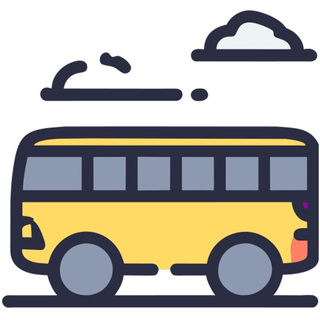 icono de autobús línea rota