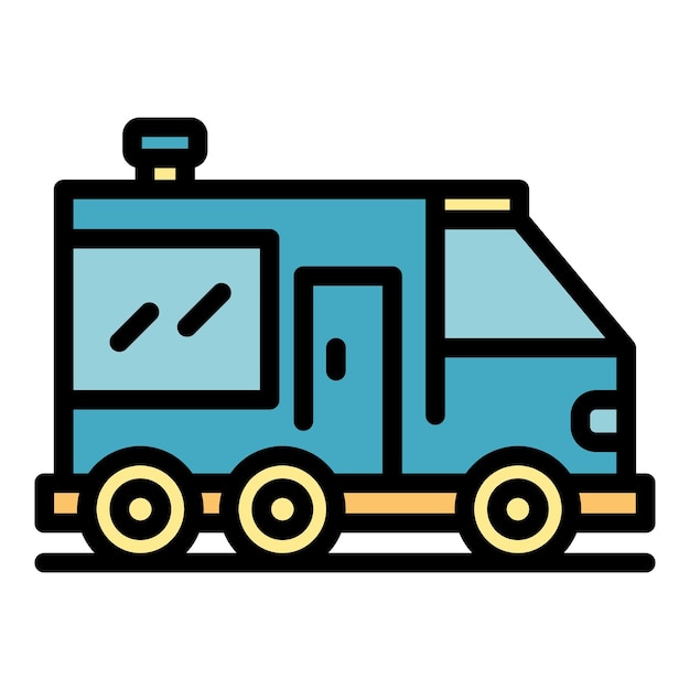 Icono de autocaravana Contorno icono de vector de autocaravana color plano aislado