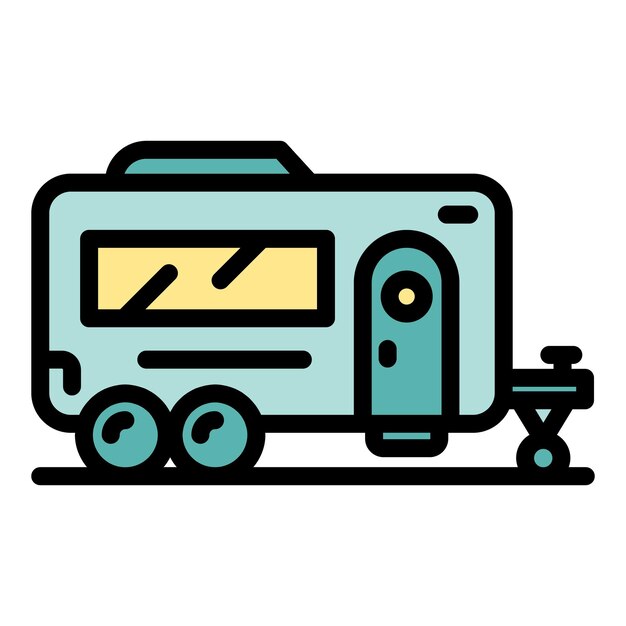 Icono de autocaravana Contorno Icono de vector de autocaravana para diseño web aislado en color plano de fondo blanco