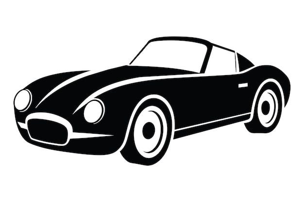 Icono de automóvil clásico Roadster silueta negra arte de clip vectorial fondo transparente Png Svg