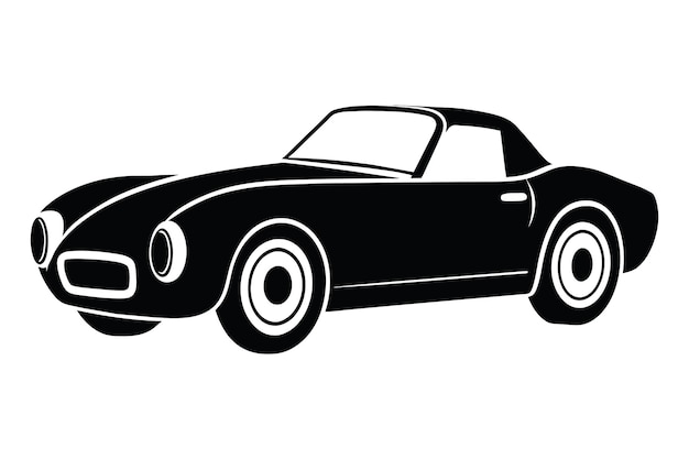 Icono de automóvil clásico Roadster silueta negra arte de clip vectorial fondo transparente Png Svg