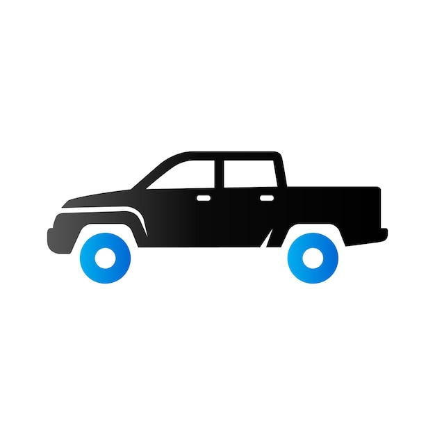 Icono de automóvil en color de tono dúo Camión de cabina doble