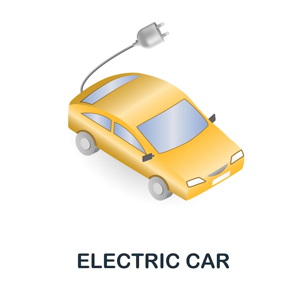 Ícono de automóvil eléctrico ilustración 3d de la colección de ecología y energía ícono 3d de automóvil eléctrico creativo para infografías de plantillas de diseño web y más