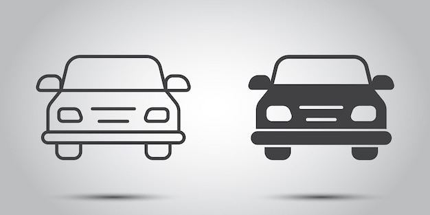 Icono de automóvil en estilo plano Ilustración vectorial de automóvil en un fondo aislado Concepto de negocio de señales de transporte