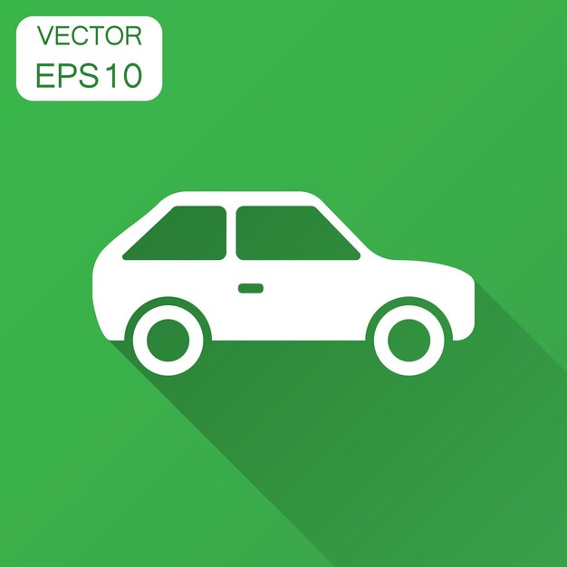 Icono de automóvil en estilo plano Ilustración vectorial de automóvil con sombra larga Concepto de negocio de automóviles