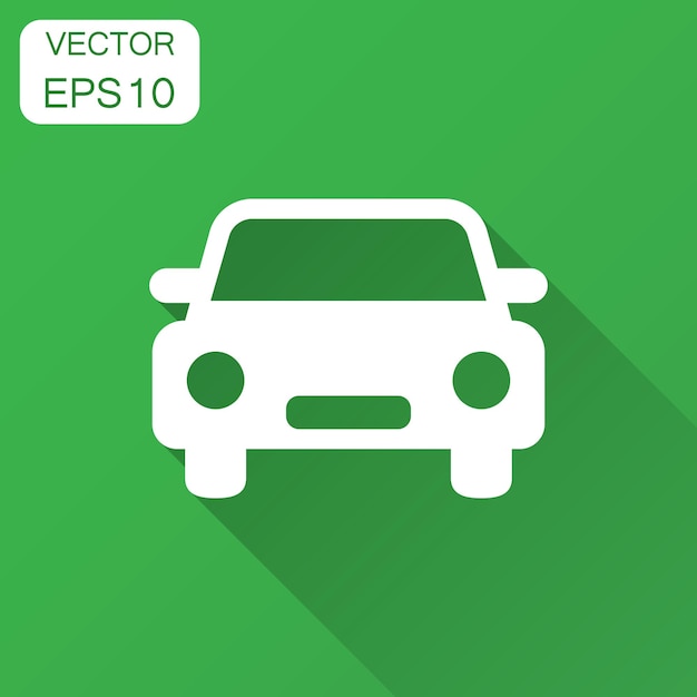 Icono de automóvil en estilo plano Ilustración vectorial de automóvil con sombra larga Concepto de negocio de automóviles