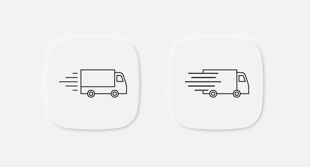 Ícono de automóvil Símbolo de camión de entrega Signo de velocidad de transporte Signo aislado vectorial