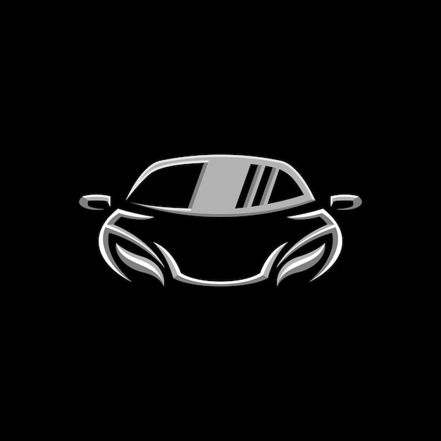 Icono de automóvil, símbolo de silueta de vehículo motorizado, elementos de diseño, identidad de marca, garaje de concesionario.