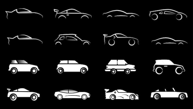 Icono de automóvil Vector boceto en blanco y negro Completamente editable y versátil Amplificador moderno minimalista