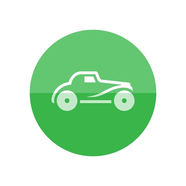 Icono de automóviles antiguos en estilo de círculo de color plano juguete automovilístico retro