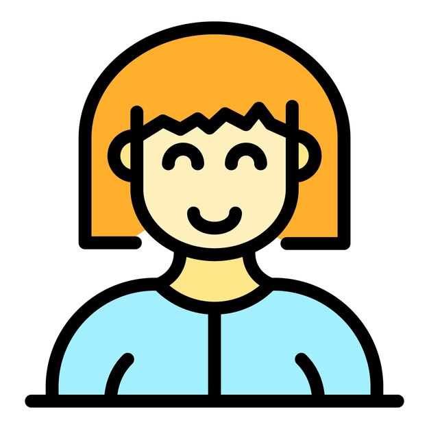 Icono de avatar sonriente Contorno de ícono vectorial de avatar sorridente Color plano aislado