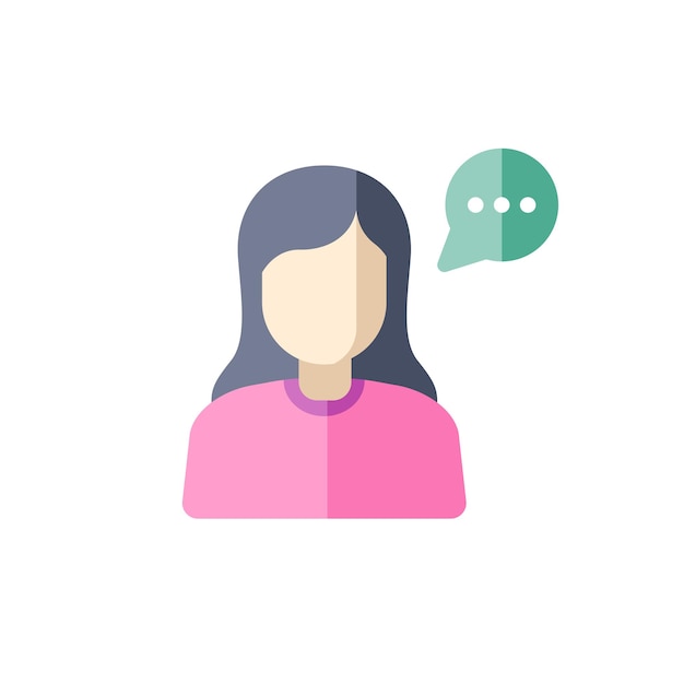 icono de avatar de usuario femenino en diseño plano
