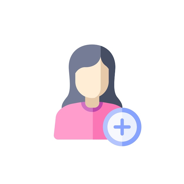 icono de avatar de usuario femenino en diseño plano