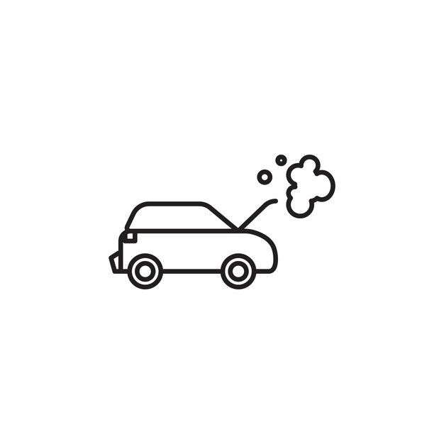 Ícono de avería del automóvil Ilustración de línea delgada plana vectorial
